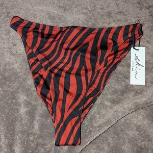 NWT Skin By Same Black And Rust Colored Bikini Bottom High Waisted Size Large